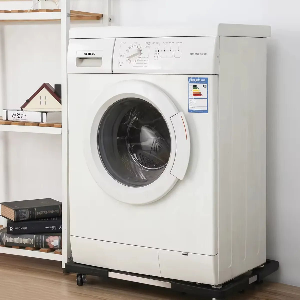 Stainless steel refrigerator, washing machine, or stove stand with wheels