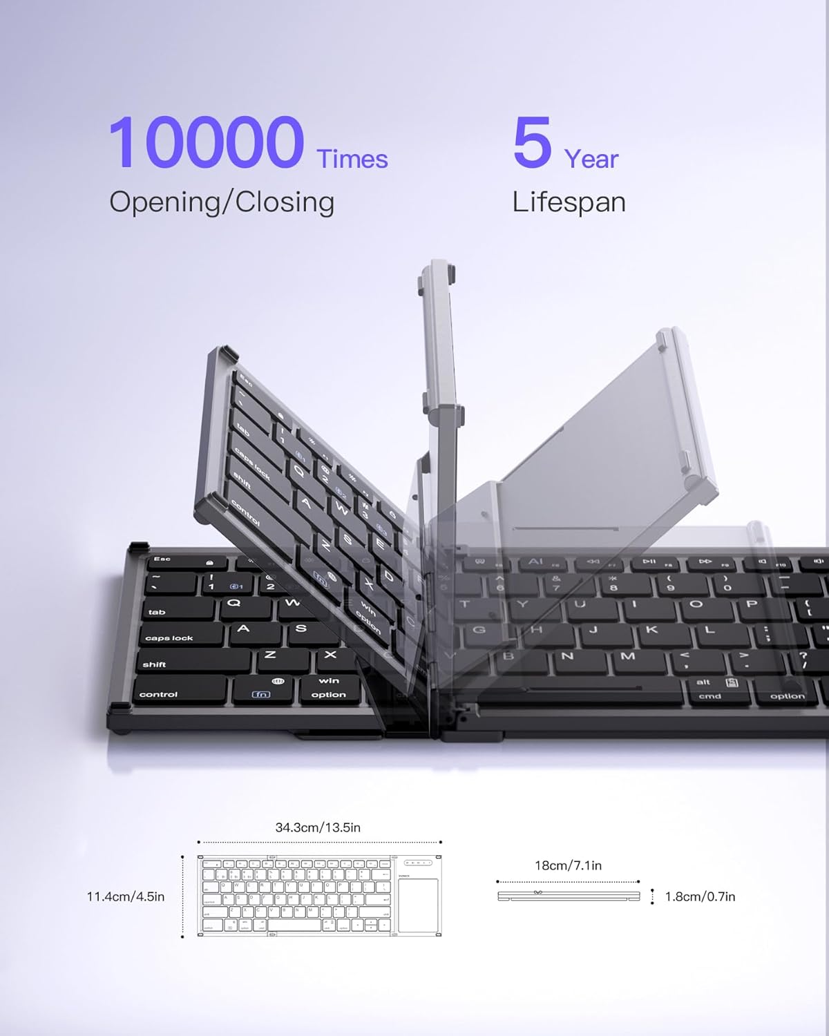 Foldable Bluetooth Keyboard with Trackpad