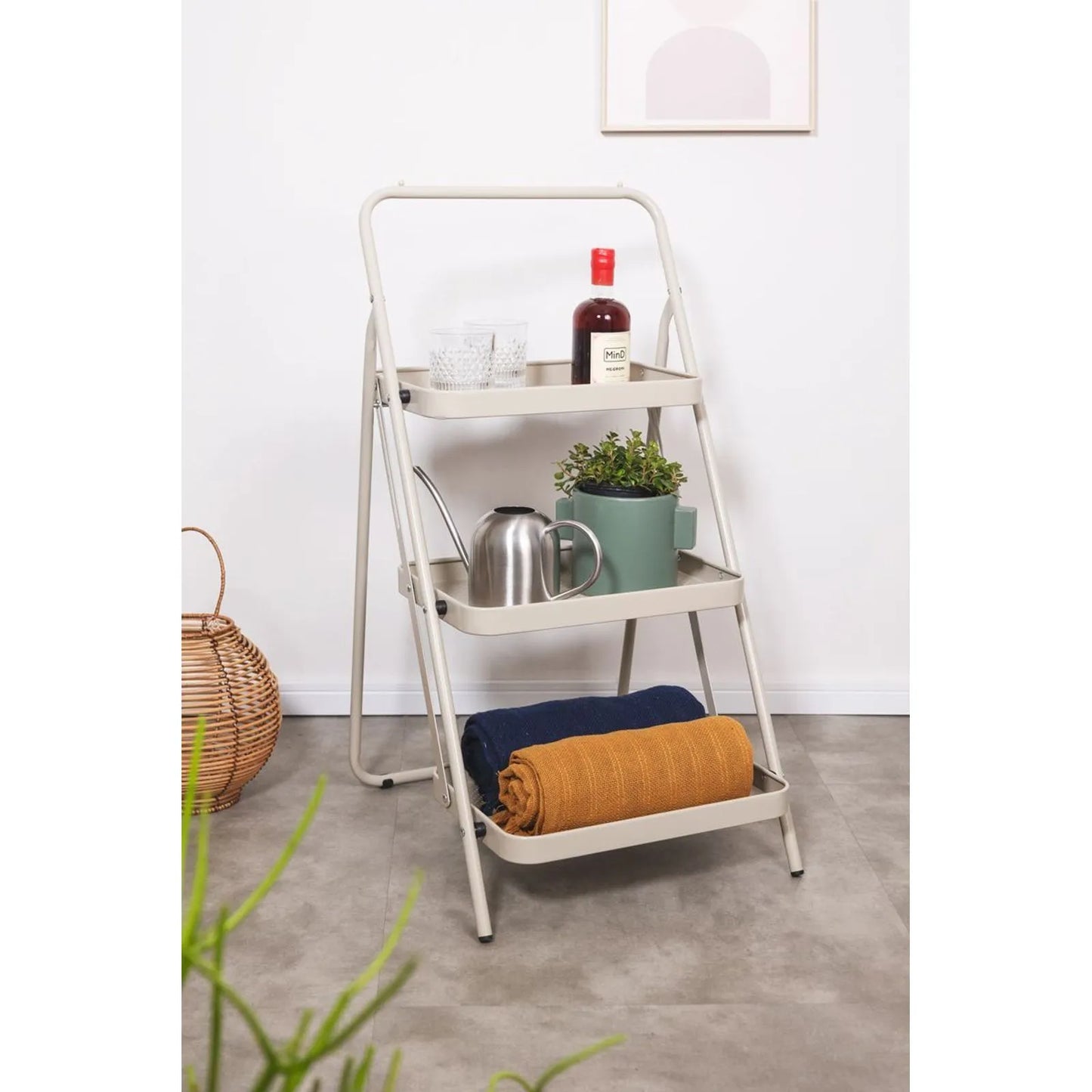 Mini folding shelf, 3 tiers, Taup
