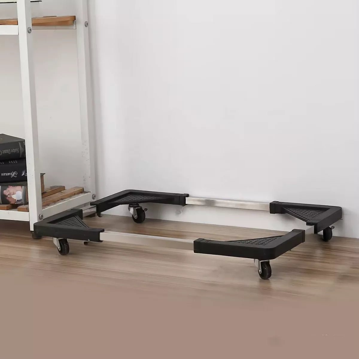 Stainless steel refrigerator, washing machine, or stove stand with wheels